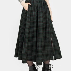 Disturbia Nightingale Buckled Check Midi Skirt